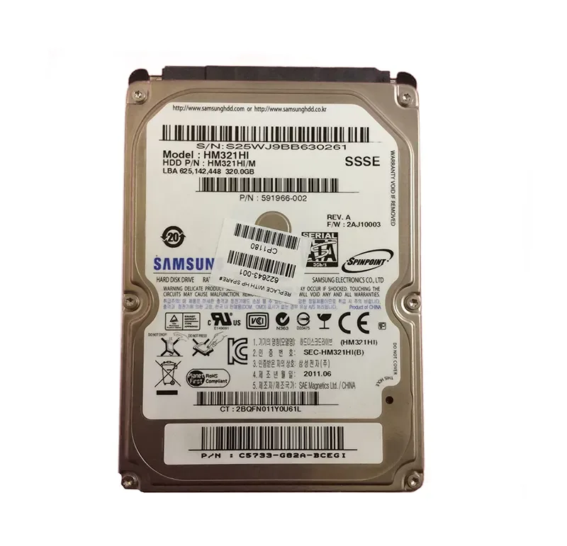 591966-002 - HP 320GB 5400RPM SATA 1.5Gb/s 2.5-inch Hard Drive