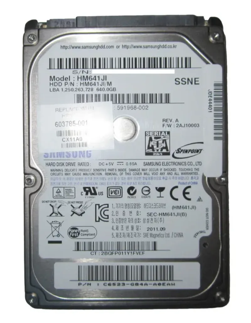 591968-002 - HP 640GB 5400RPM SATA 3GB/s 2.5-inch Hard Drive
