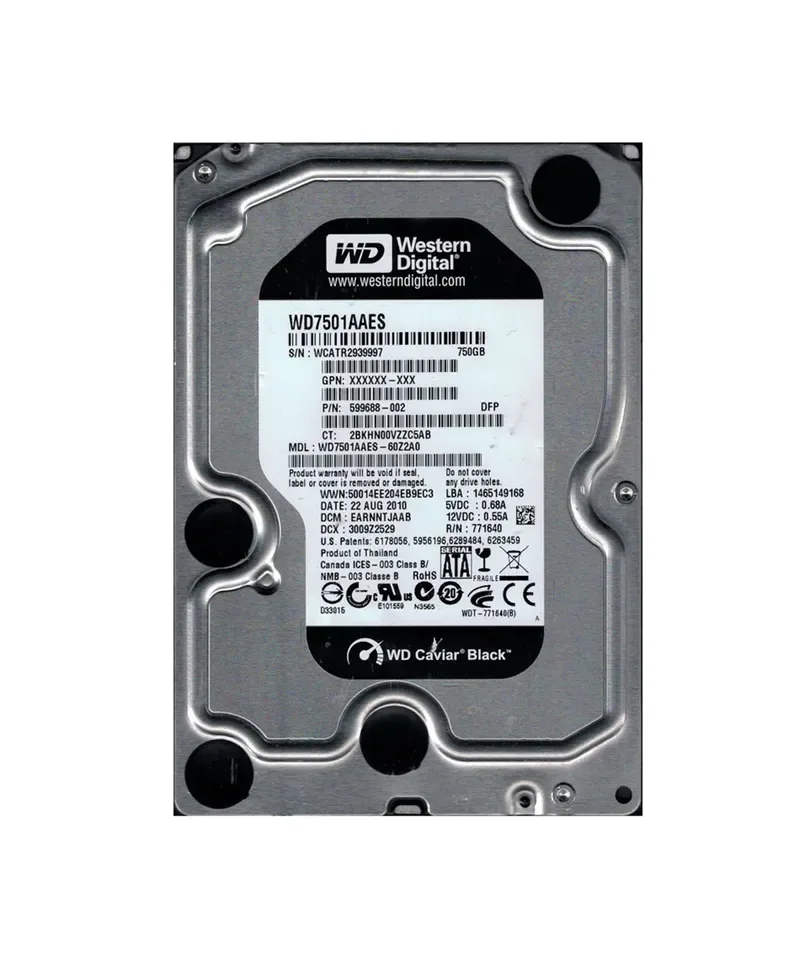 599688-002 - HP 750GB 7200RPM SATA 3Gb/s 3.5-inch Hard Drive