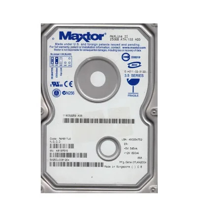 5A250J0 - Maxtor Maxline Plus Ii 250GB 5400RPM 40-Pin 2MB Cache ATA/IDE-133 3.5-inch Low Profile (1.0inch) Internal Hard Drive