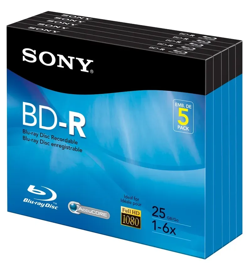 5BNR25R3H - Sony BNR25R3H Blu-ray Recordable Media - BD-R - 6x - 25 GB - 5 Pack Jewel Case - 120mm
