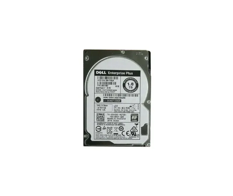 5H3XX - Dell 1.8TB 10000RPM SAS 12Gb/s 512e Hot-Pluggable 2.5-inch Hard Drive with Tray