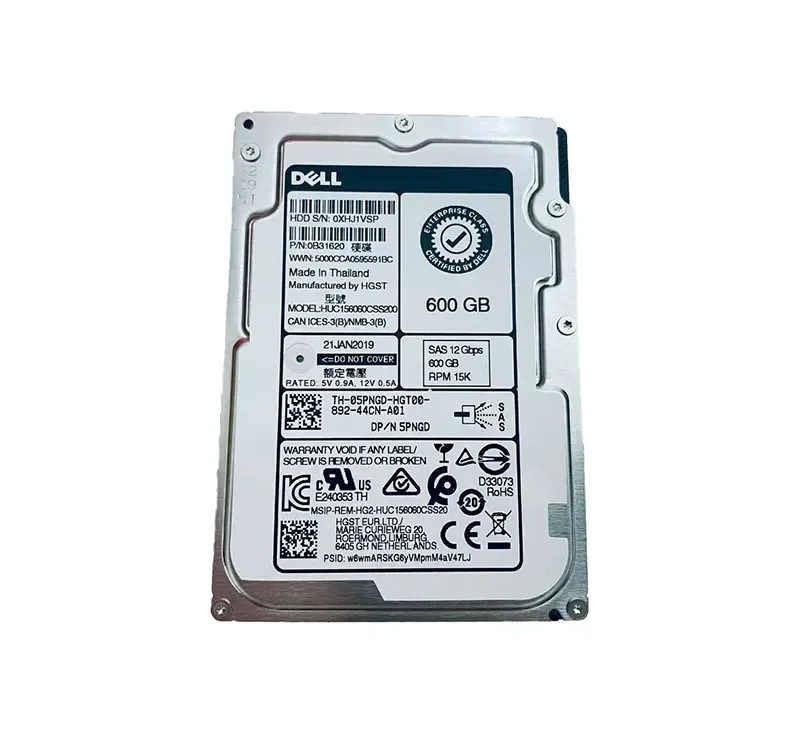 5PNGD - Dell 600GB 15000RPM SAS 12Gb/s 512N Hot-Pluggable 2.5-inch Hard Drive with Tray