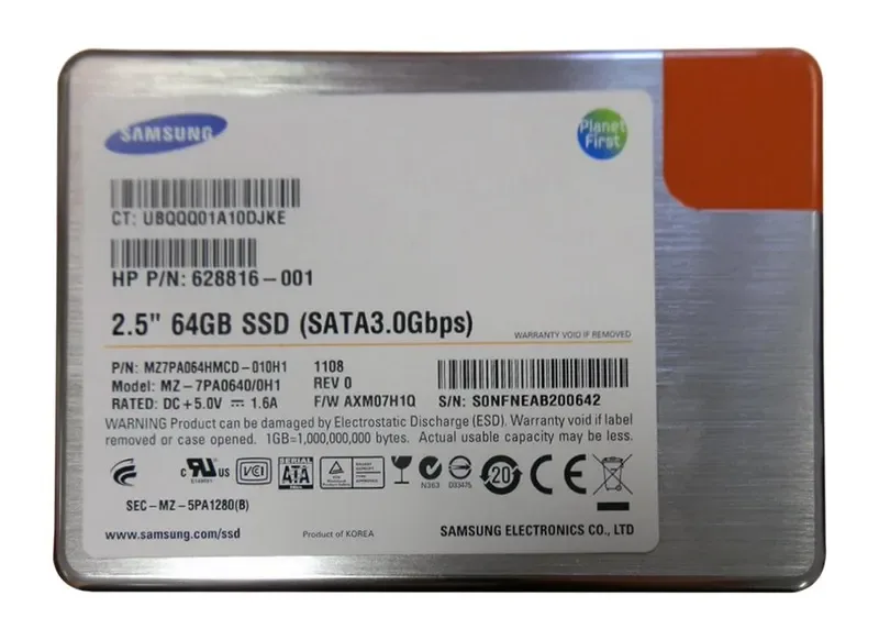 628816-001 - HP 64GB Multi-Level Cell (MLC) SATA 3Gb/s 2.5-inch Solid State Drive