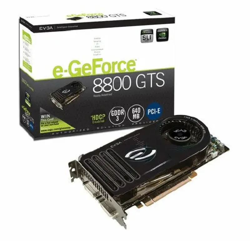 640-P2-N824-R1 - EVGA e-GeForce 8800 GTS 640MB 320-Bit GDDR3 PCI Express x16 HDCP Ready/ SLI Support Video Graphics Card