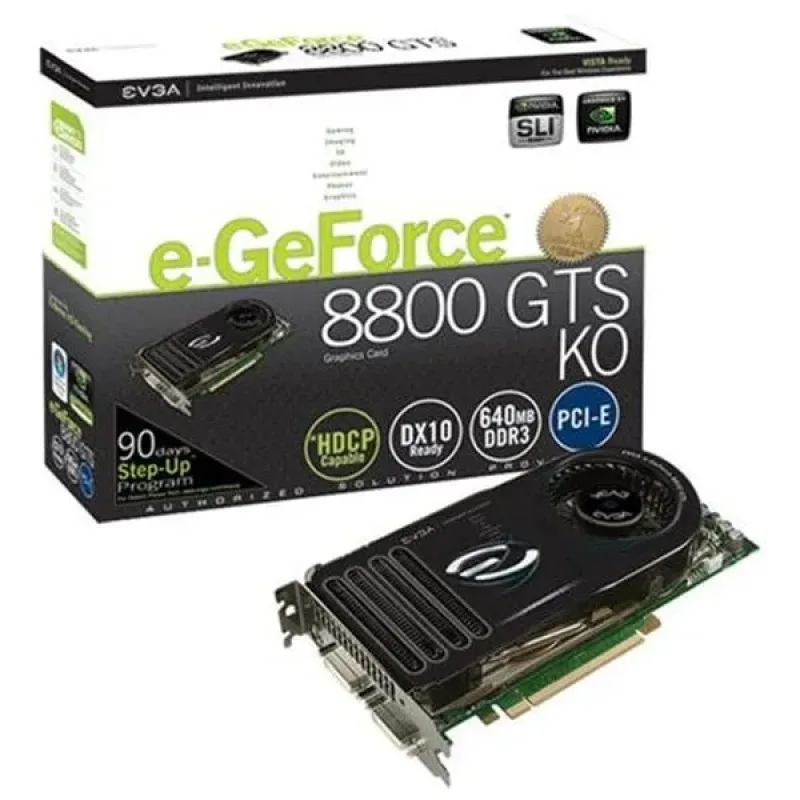 640-P2-N828-R1 - EVGA e-GeForce 8800 GTS KO 640MB 320-Bit GDDR3 PCI Express x16 HDCP Ready SLI Support Video Graphics Card
