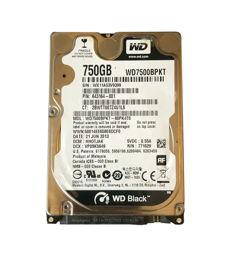 643164-001 - HP 750GB 7200RPM SATA-3.0Gb/s 16Mb Cache 2.5 Hard Drive