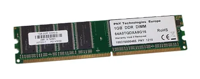 64A0TQDXA8G16 - PNY 1GB DDR-400MHz PC3200 non-ECC Unbuffered CL3 184-Pin DIMM Dual Rank Memory Module