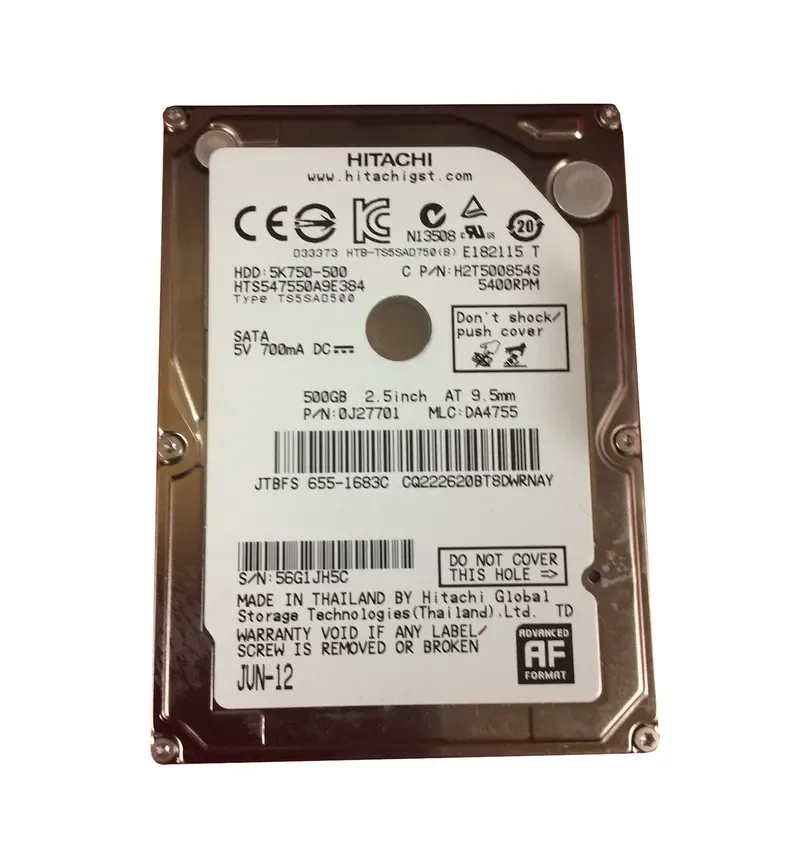 655-1683C - Hitachi / Apple 500GB 5400RPM SATA 1.5Gb/s 8MB Cache 2.5-inch Hard Drive