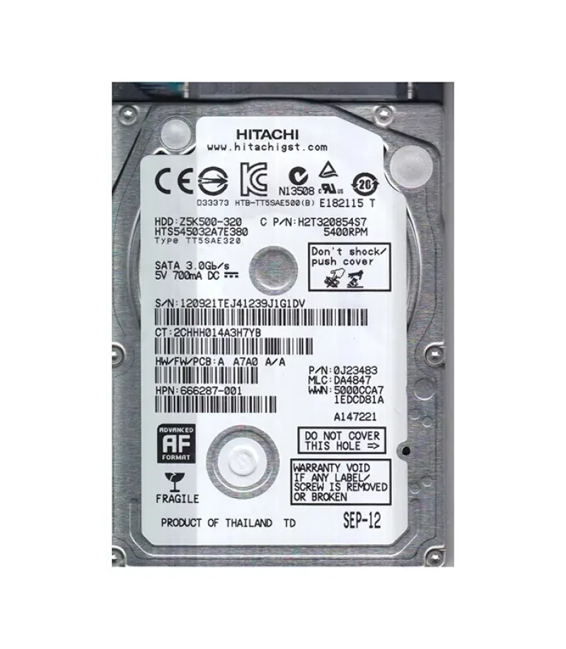 666287-001 - HP 320GB 5400RPM SATA 3Gb/s 2.5-inch Hard Drive