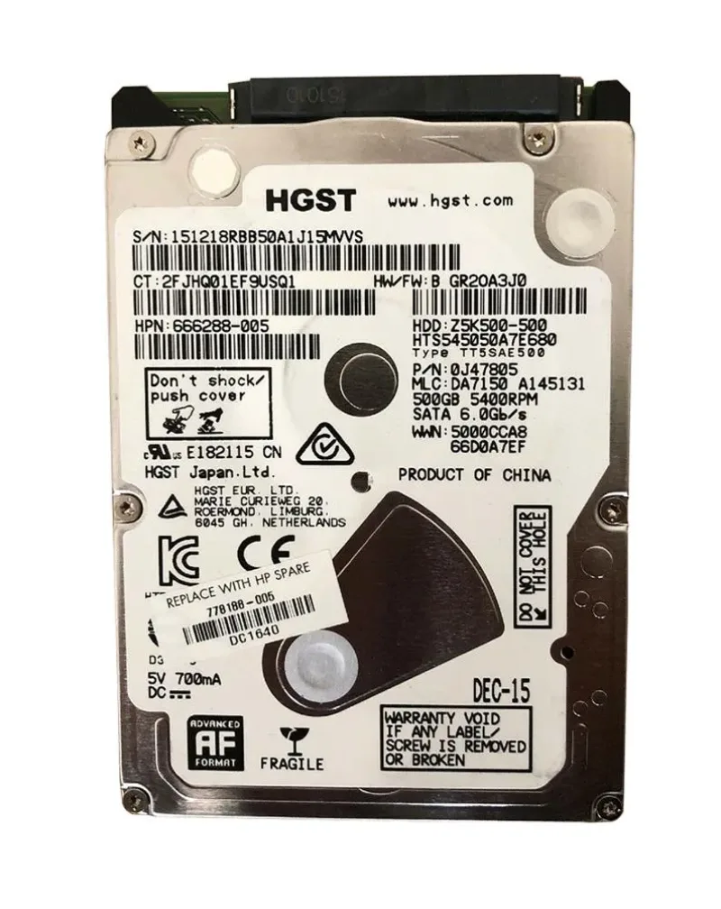 666288-005 - HP 500GB 5400RPM SATA 6Gb/s 2.5-inch Hard Drive