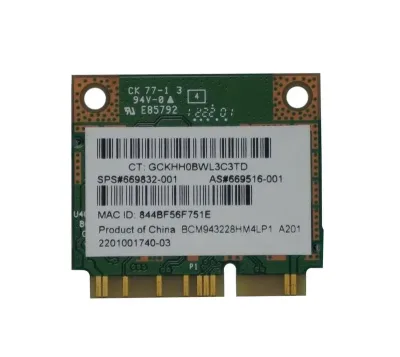 669832-001 - HP Broadcom 43228 Mini PCI-Express 802.11a/b/g/n 2x2 Wireless Lan (WLAN) Network Interface Card for Elitebook 8470p Notebook
