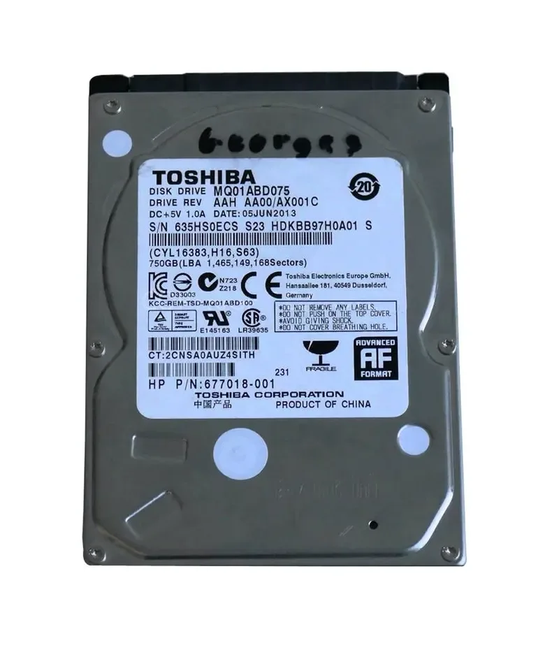 677018-001 - HP 750GB 5400RPM SATA 3Gb/s 2.5-inch Hard Drive
