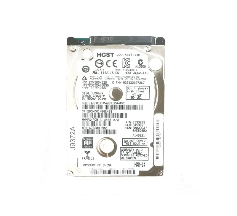 678308-002 - HP 320GB 7200RPM SATA 6GB/s 32MB Cache 7mm 2.5-inch Hard Drive