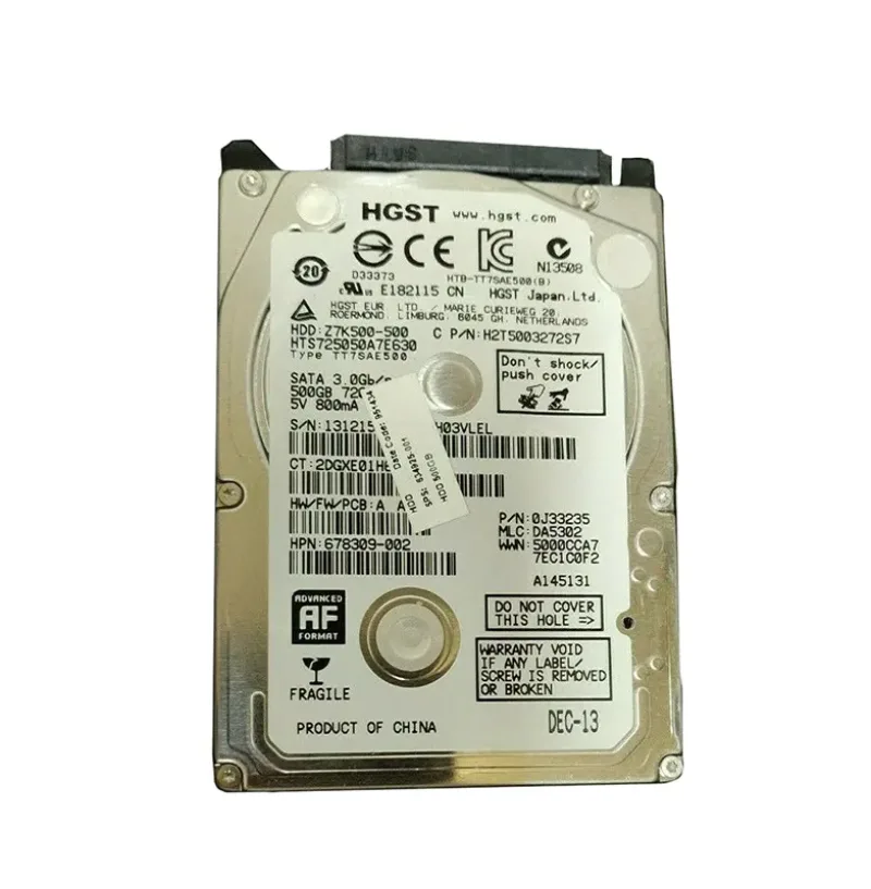 678309-002 - HP 500GB 7200RPM SATA 6Gb/s 32MB Cache 2.5-inch Hard Drive
