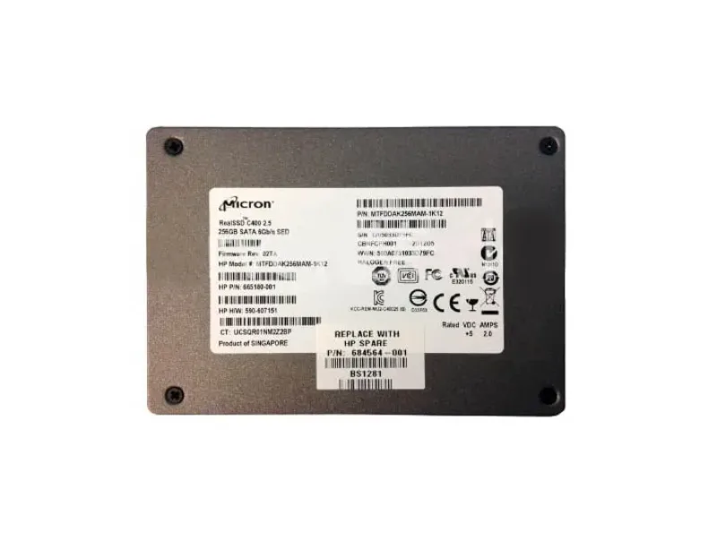 684564-001 - HP 256GB Multi-Level Cell SATA 3Gb/s Self-Encrypting 2.5-inch Solid State Drive for EliteBook 8560w Mobile Workstation