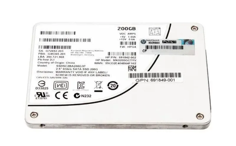 691849-001 - HP 200GB SATA 6Gb/s 2.5-inch MLC SC Solid State Drive