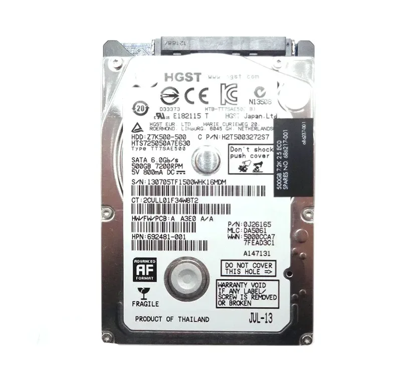 692481-001 - HP 500GB 7200RPM SATA 6Gb/s 32MB Cache 2.5-inch Hard Drive