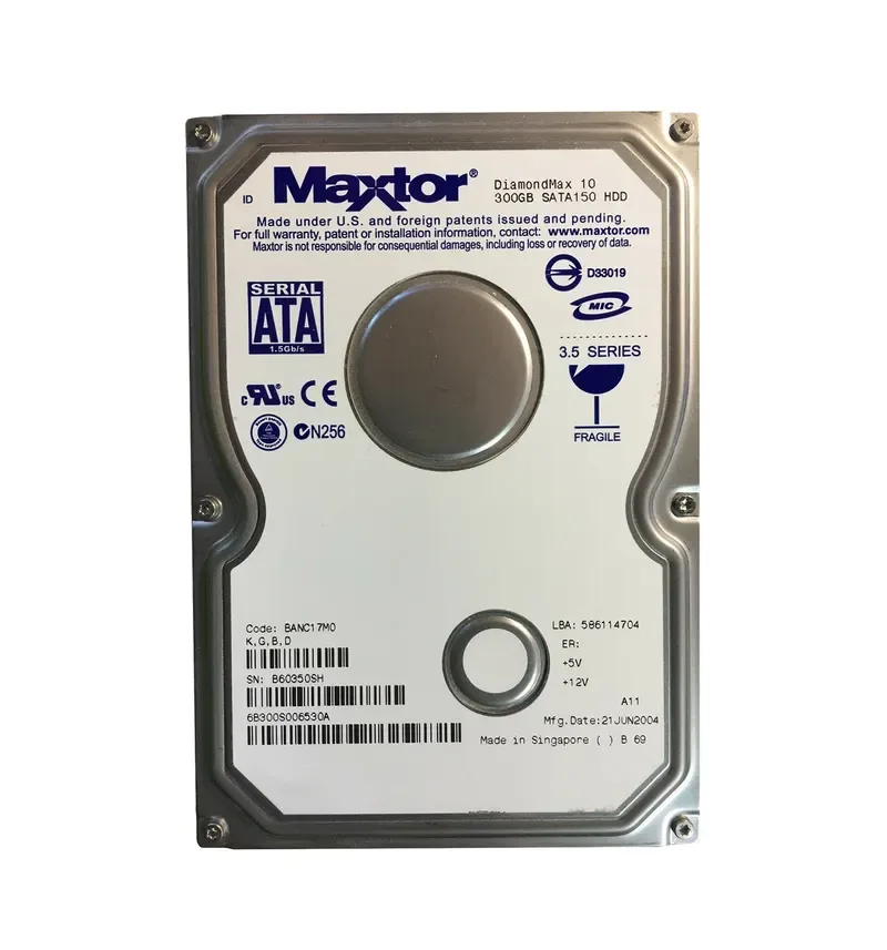 6B300S0 - Maxtor DiamondMax 10 300GB 7200RPM SATA 1.5Gb/s 16MB Cache 3.5-inch Hard Drive