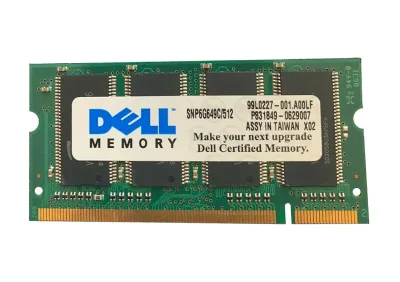 6G649 - Dell 512MB DDR-333MHz PC-2700 non-ECC Unbuffered CL2 200-Pin SoDIMM Memory Module