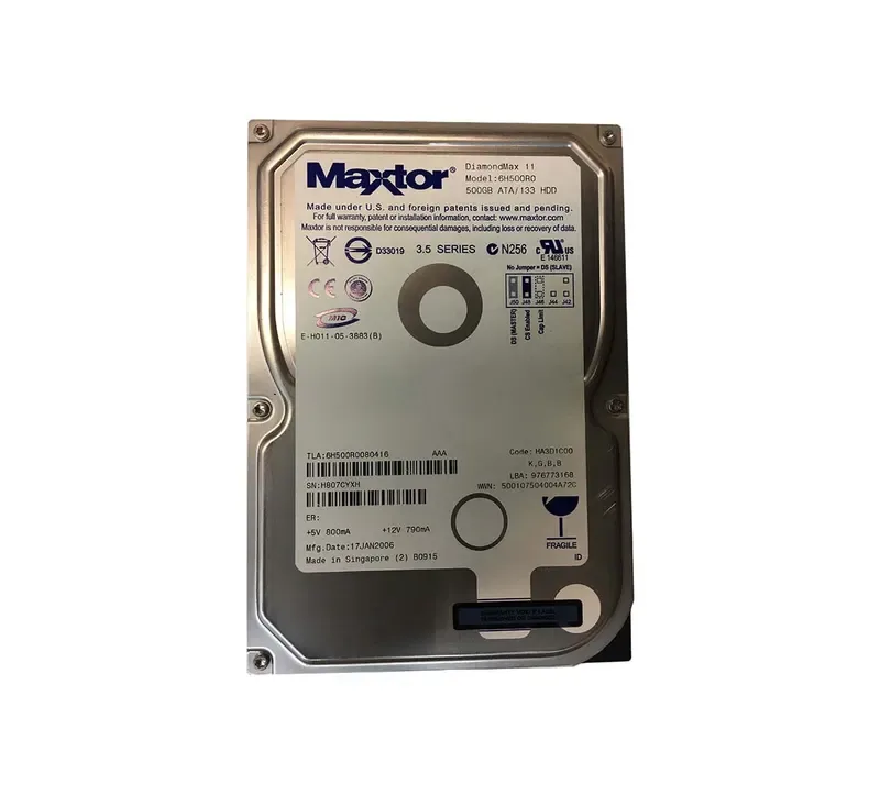 6H500R0080416 - Maxtor DiamondMax 11 500GB 7200RPM ATA-133 16MB Cache 3.5-inch Hard Drive