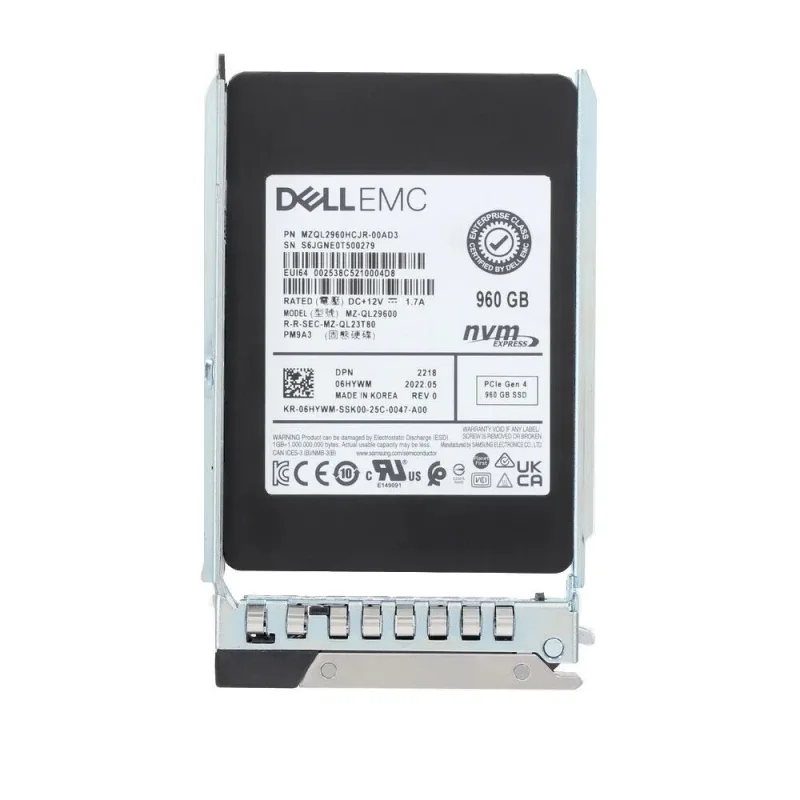 Dell 6HYWM 960GB Triple-Level Cell PCI Express NVMe 4.0 x4 Read Intensive SFF 2.5-Inch Solid State Drive with Tray