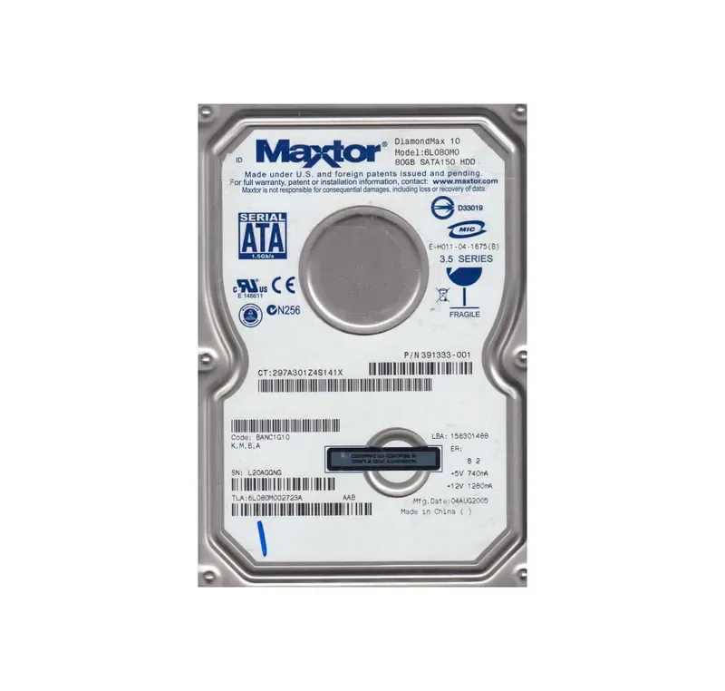 6L080M002723A - Maxtor 80GB 7200RPM SATA 3.5-inch Hard Drive