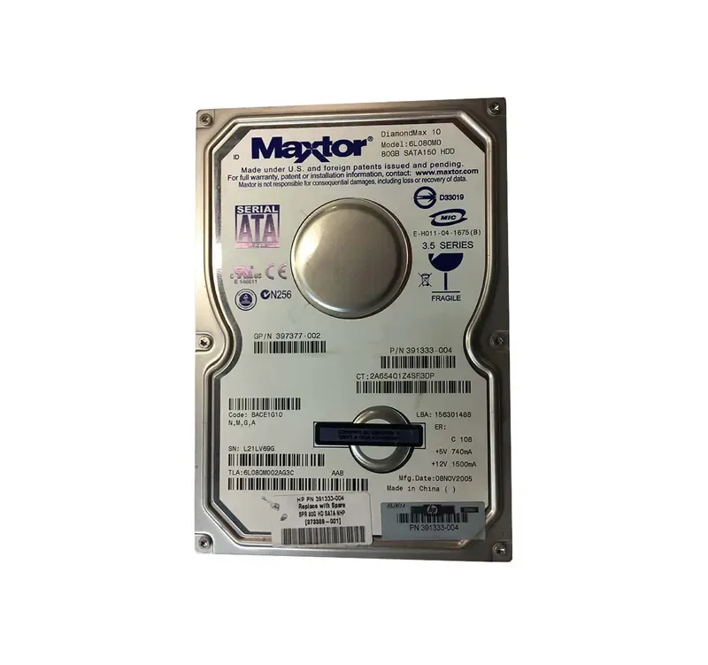 6L080M002AG3C - Maxtor DiamondMax 10 80GB 7200RPM SATA 1.5Gb/s 8MB Cache 3.5-inch Hard Drive