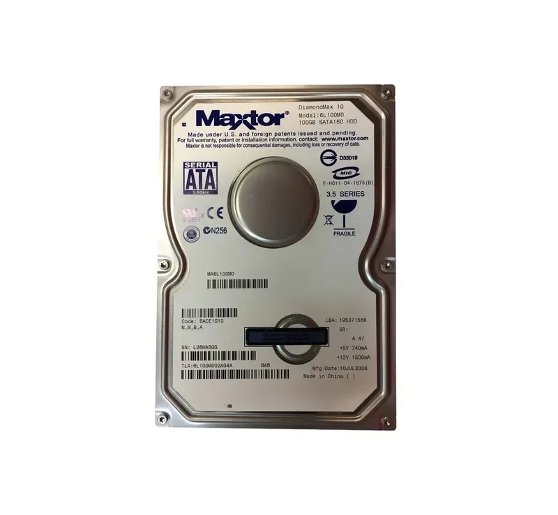 6L100M0 - Maxtor DiamondMax 10 100GB 7200RPM SATA 1.5Gb/s 8MB Cache 3.5-inch Hard Drive