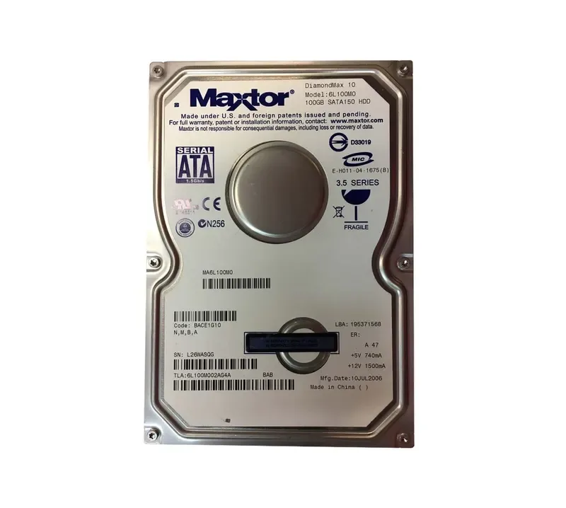6L100M002AG4A - Maxtor DiamondMax 10 100GB 7200RPM SATA 1.5Gb/s 8MB Cache 3.5-inch Hard Drive