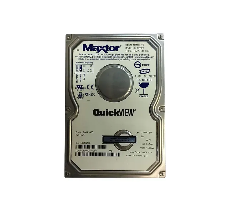 6L120P0131LP6 - Maxtor DiamondMax 10 120GB 7200RPM ATA-133 8MB Cache 3.5-inch Hard Drive