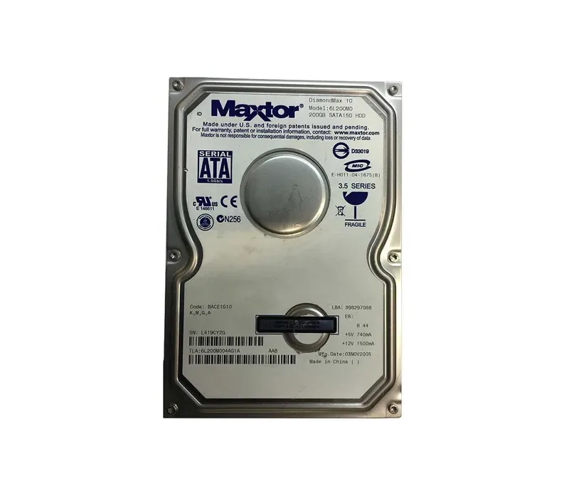 6L200M004AG1A - Maxtor DiamondMax 10 200GB 7200RPM SATA 1.5Gb/s 8MB Cache 3.5-inch Hard Drive