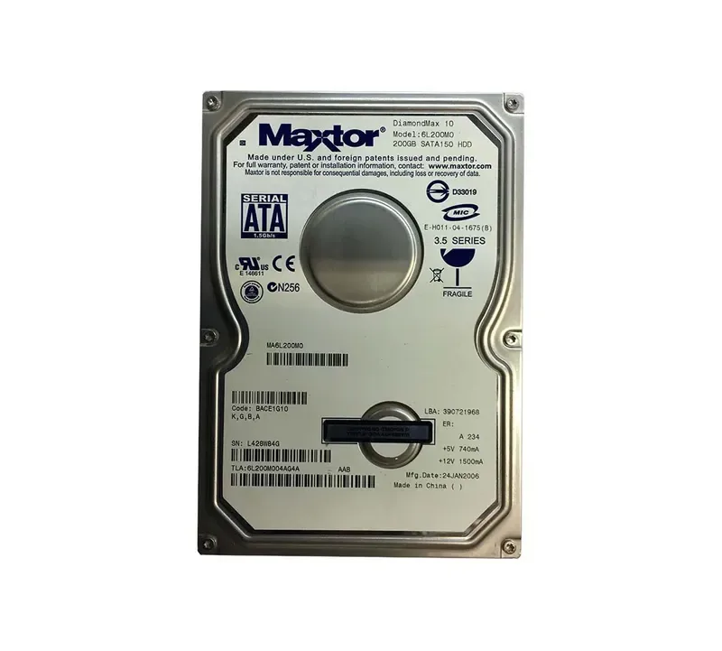 6L200M004AG4A - Maxtor DiamondMax 10 200GB 7200RPM SATA 1.5Gb/s 8MB Cache 3.5-inch Hard Drive