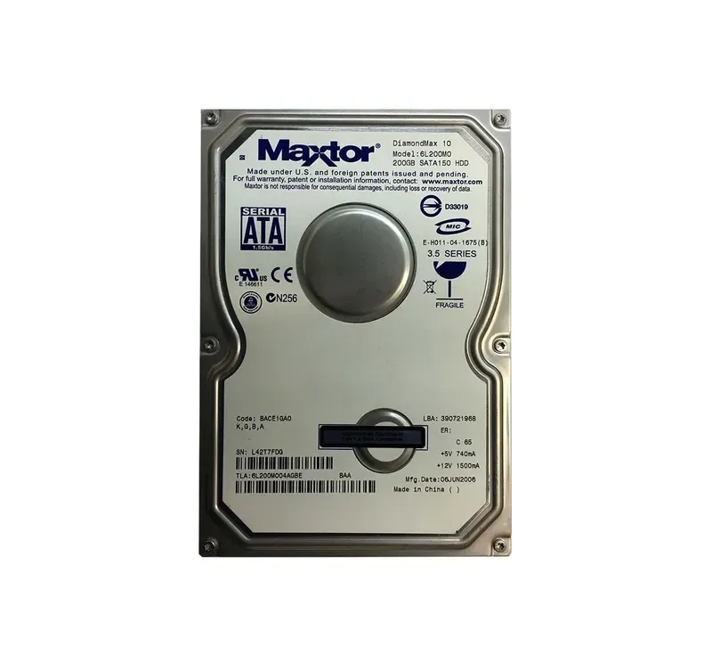 6L200M004AGBE - Maxtor DiamondMax 10 200GB 7200RPM SATA 1.5Gb/s 8MB Cache 3.5-inch Hard Drive