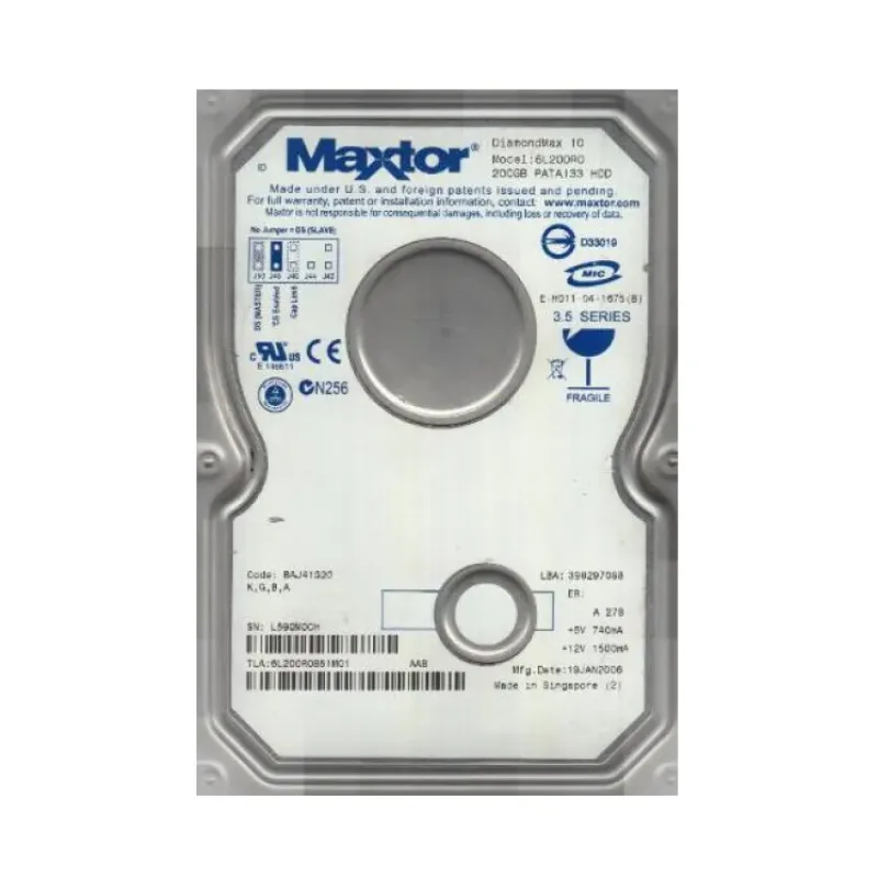 6L200R0 - Maxtor DiamondMax 10 200GB 7200RPM ATA-133 16MB Cache 3.5-inch Hard Drive