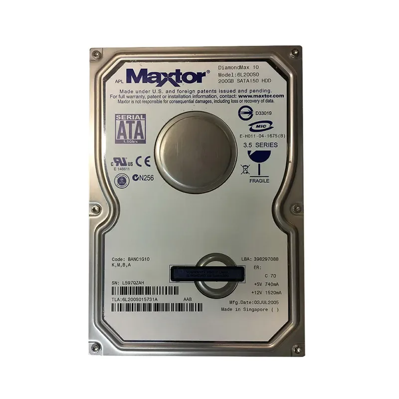 6L200S0 - Maxtor DiamondMax 10 200GB 7200RPM SATA 1.5Gb/s 16MB Cache 3.5-inch Hard Drive