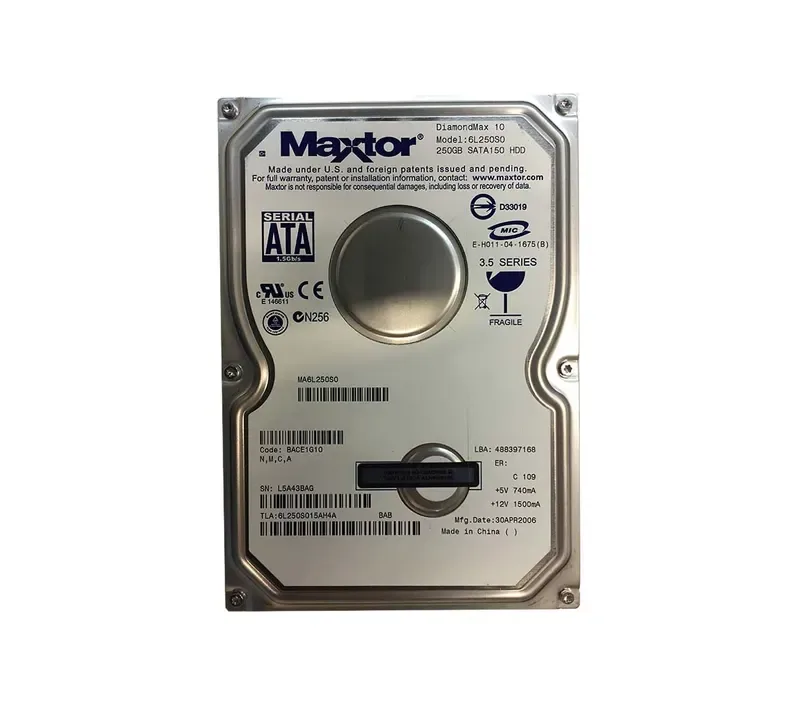 6L250S015AH4A - Maxtor DiamondMax 10 250GB 7200RPM SATA 1.5Gb/s 16MB Cache 3.5-inch Hard Drive