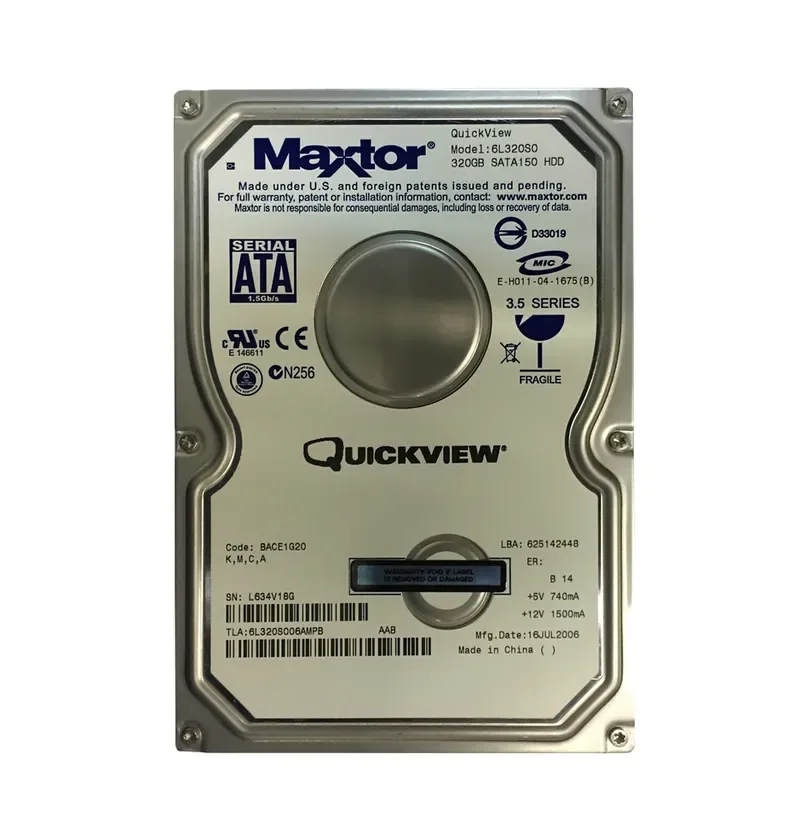 6L320S0 - Maxtor DiamondMax 10 320GB 7200RPM SATA 1.5Gb/s 16MB Cache 3.5-inch Hard Drive