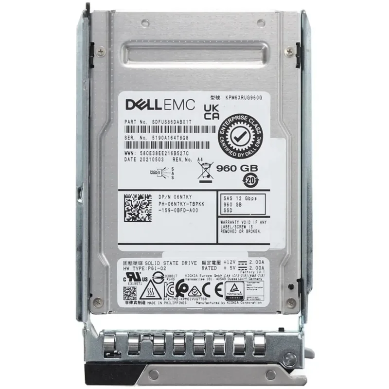 Dell 6N7KY Dell 06N7KY / 6N7KY 960GB SAS 12Gb/s Hot-Pluggable Read Intensive 2.5-Inch Solid State Drive