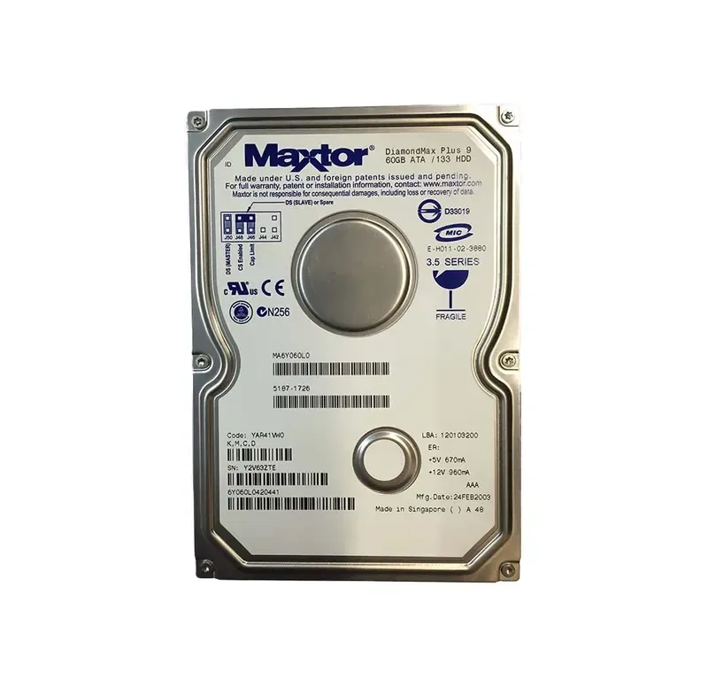 6Y060L0420441 - Maxtor DiamondMax Plus 9 60GB 7200RPM ATA-133 2MB Cache 3.5-inch Hard Drive
