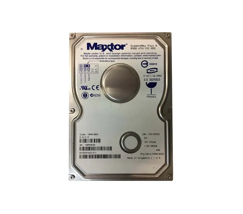 6Y060P0421211 - Maxtor DiamondMax Plus 9 60GB 7200RPM ATA-133 8MB Cache 3.5-inch Hard Drive