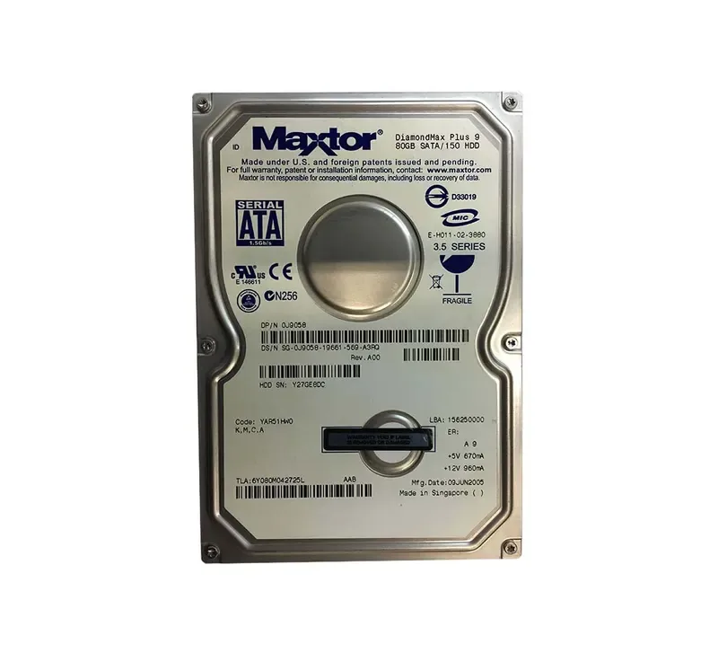 6Y080M042725L - Maxtor DiamondMax Plus 9 80GB 7200RPM SATA 1.5Gb/s 8MB Cache 3.5-inch Hard Drive