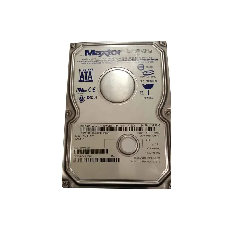 6Y080M042732J - Maxtor DiamondMax Plus 9 80GB 7200RPM SATA 1.5Gb/s 8MB Cache 3.5-inch Hard Drive
