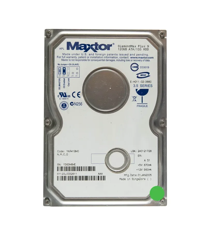 6Y120L0 - Maxtor DiamondMax Plus 9 120GB 7200RPM Ultra ATA-133 2MB Cache 3.5-inch Hard Drive