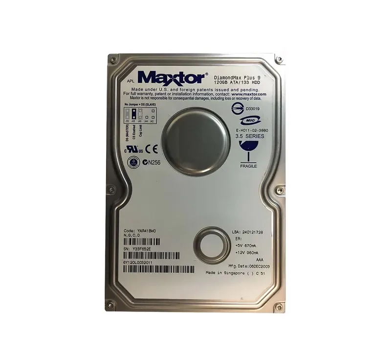 6Y120L0032011 - Maxtor DiamondMax Plus 9 120GB 7200RPM ATA-133 2MB Cache 3.5-inch Hard Drive