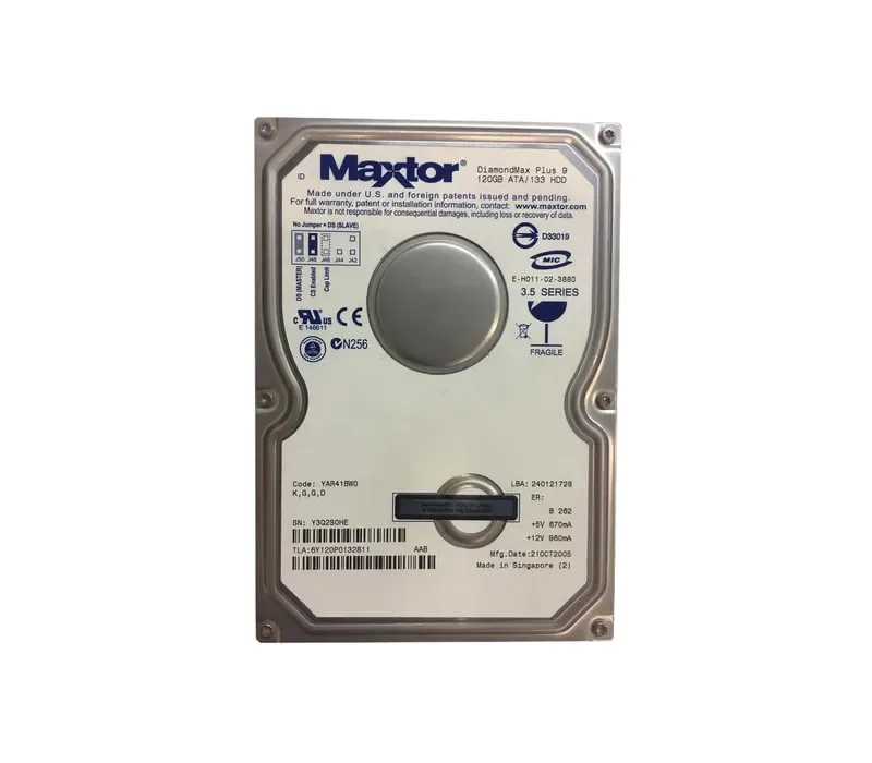 6Y120P0-132811 - Maxtor DiamondMax Plus 9 120GB 7200RPM IDE Ultra ATA-133 3.5-Inch Internal Hard Drive