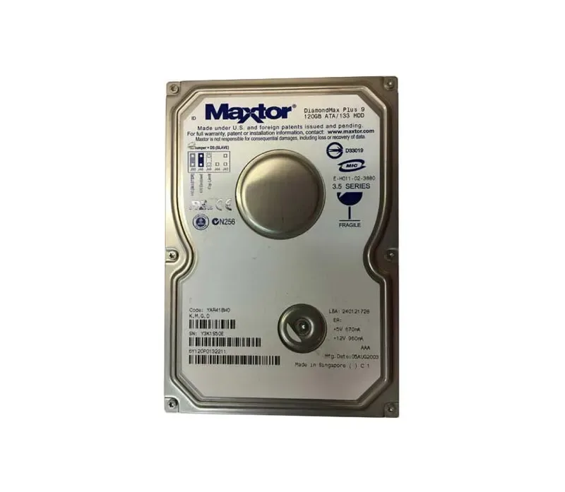 6Y120P0132211 - Maxtor DiamondMax Plus 9 120GB 7200RPM ATA-133 8MB Cache 3.5-inch Hard Drive