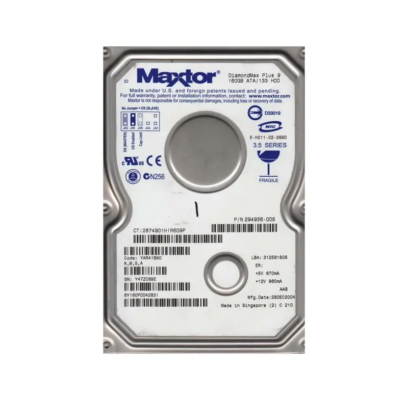 6Y160P0042831 - Maxtor DiamondMax Plus 9 160GB 7200RPM ATA-133 8MB Cache 3.5-inch Hard Drive