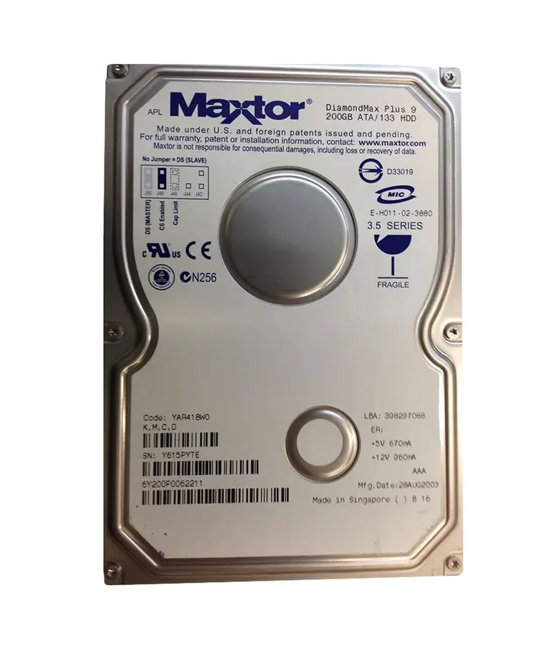 6Y200P0 - Maxtor 200GB 7200RPM Ata-133 Buffer 8MB 3.5-inch Hard Drive