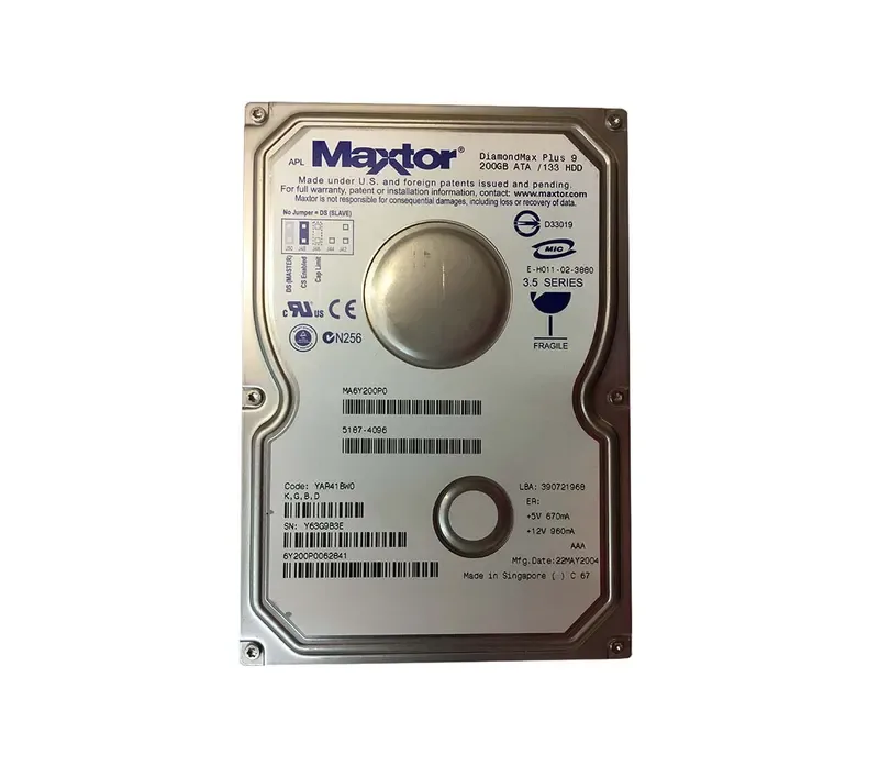 6Y200P0062841 - Maxtor DiamondMax Plus 9 200GB 7200RPM ATA-133 8MB Cache 3.5-inch Hard Drive